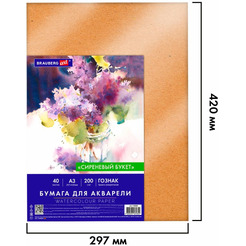 Бумага для акварели BRAUBERG А3 40л, 200г/м2 ART CLASSIC 116886