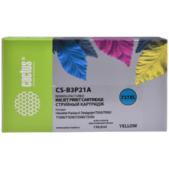 Картридж струйный Cactus CS-B3P21A №727 желтый (130мл) для HP DJ T920/T1500/T2530