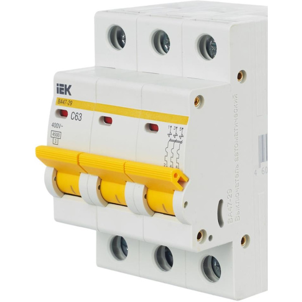 Выключатель автоматический IEK ВА 47-29 3п 63А C MVA20-3-063-C