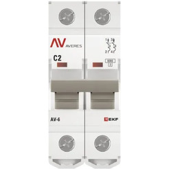 Выключатель автоматический EKF Averes AV-6 2P 2A (C) 6kA