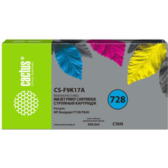 Картридж струйный Cactus CS-F9K17A 728XXL (голубой)