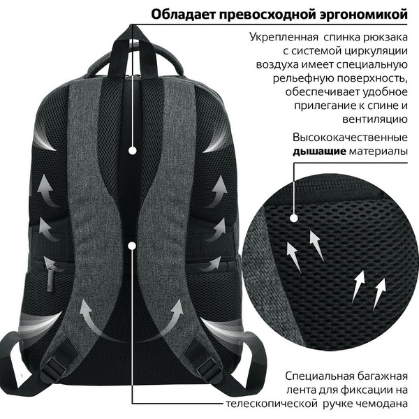 Рюкзак BRAUBERG URBAN 229895 тёмно-серый