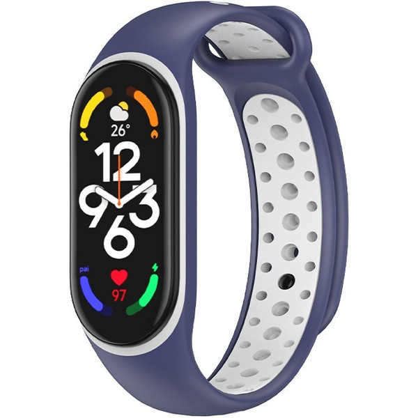 Ремешок Bingo Sport для XIAOMI Mi Band 5/6/7 Синий с белым