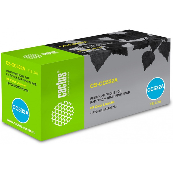 Картридж лазерный Cactus CS-CC532A CC532A желтый (2800стр.) для HP Color LaserJet CP2025/CM2320