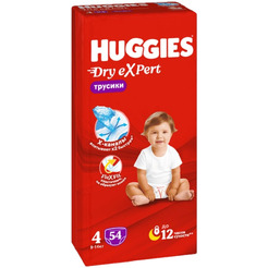 Детские трусики-подгузники Huggies Dry Expert Mega 4 (9-14кг), 54 шт