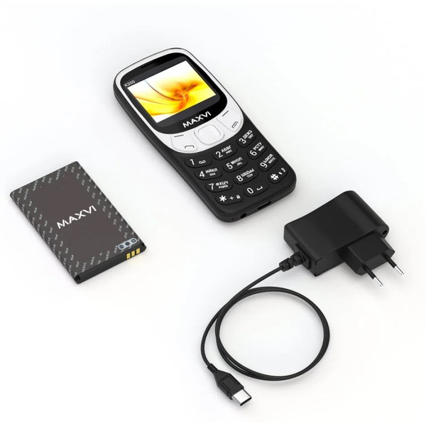 Мобильный телефон Maxvi K200 +ЗУ WC-112 (черный)