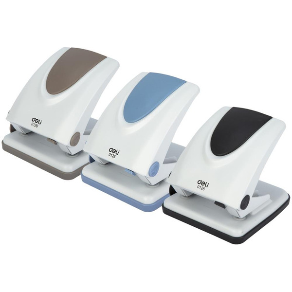 Дырокол Deli Pro 0126 35 листов (белый/синий)