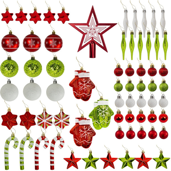 Шары ёлочные Золотая сказка 592184 (67 шт, красный/зеленый)