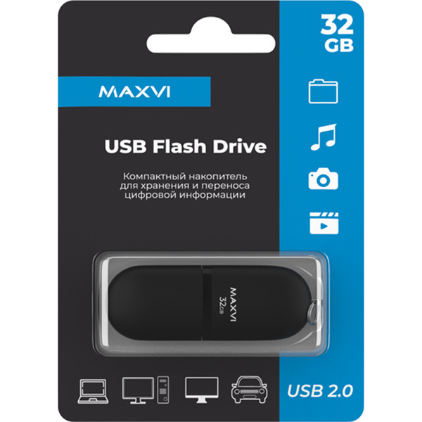 USB флеш Maxvi SF 32GB FD32GBUSB20C10SF (черный)
