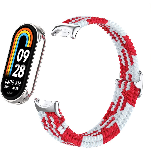 Ремешок Bingo Braided для Xiaomi Mi Band 8 (красный с белым)