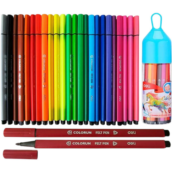 Фломастеры DELI цветные 24 цвета в тубе (HM65324PINK)