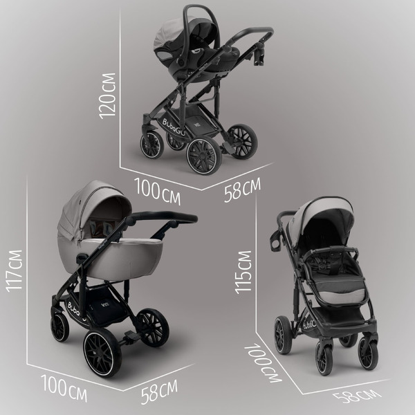 Детская универсальная коляска Bubago Pellegrino 3 в 1 BG 163-2 (серый)
