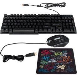 Игровой набор (клавиатура + мышь с ковриком) Оклик 400GMK
