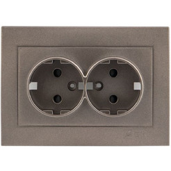 Лицевая панель EKF для двухместной розетки Валенсия 16А (графит)