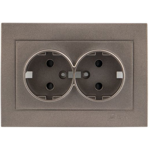 Лицевая панель EKF для двухместной розетки Валенсия 16А (графит)