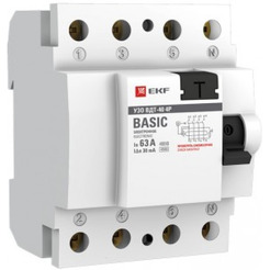 Устройство защитного отключения EKF Basic ВДТ-40 4P 63А/ 30мА elcb-4-63-30e-sim
