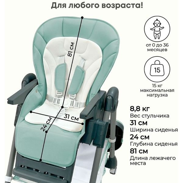 Стульчик для кормления BubaGo Amelia BG 103-3 (зеленый)