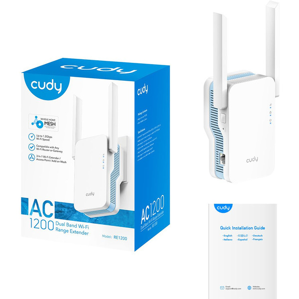 Усилитель WI-FI сигнала CUDY RE1200 (AC1200 Wi-Fi Mesh Repeater)