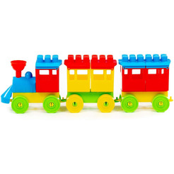 Конструктор Полесье 2044 Паровоз с двумя вагонами