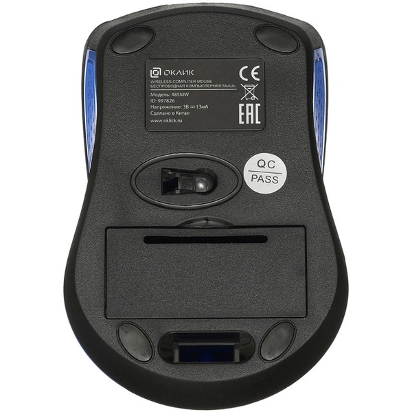 Мышь Oklick 485MW (черный/синий)
