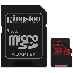 Карта памяти KINGSTON Canvas React 64GB (UHS-I U3 V30 A1)