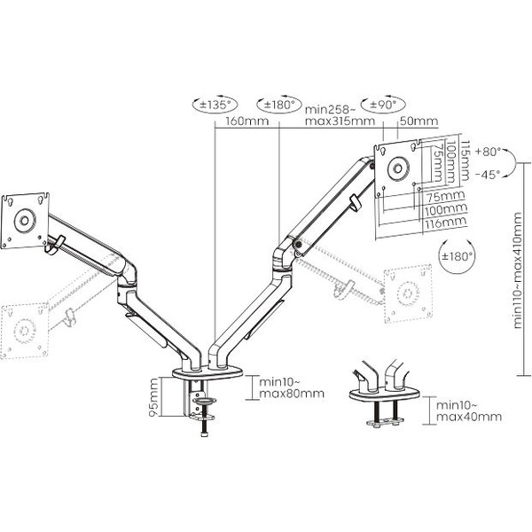 Кронштейн для мониторов Ultramounts UM735WD (серый/коричневый)
