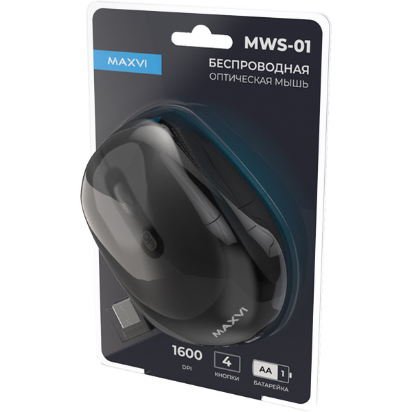 Мышь Maxvi MWS-01 (черный)
