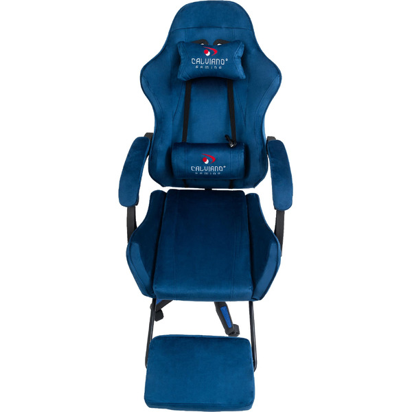 Вибромассажное кресло Calviano 1584 (велюр, синий)