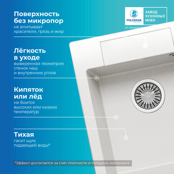 Мойка кухонная Polygran Argo-420 (белый хлопок)