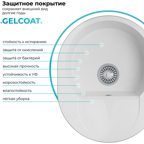 Кухонная мойка Polygran Atol 620 (белый хлопок)