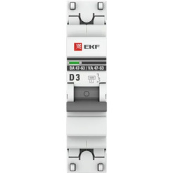 Выключатель автоматический EKF PROxima ВА 47-63 1P 3А (D) 4,5kA