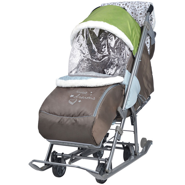 Санки-коляска НИКА Наши детки (фьюжен оливковый)