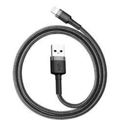 Кабель Baseus CALKLF-AG1 (cafule For lightning 2.4A 0.5M, серый+черный)