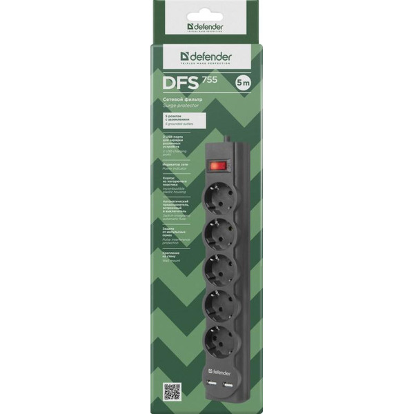 Сетевой фильтр Defender DFS 755 (99755)