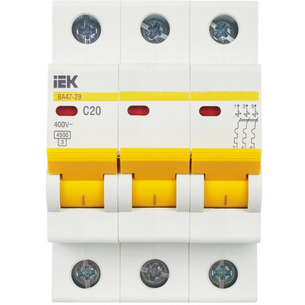 Выключатель автоматический IEK ВА 47-29 20А 3P 4.5кА С MVA20-3-020-C
