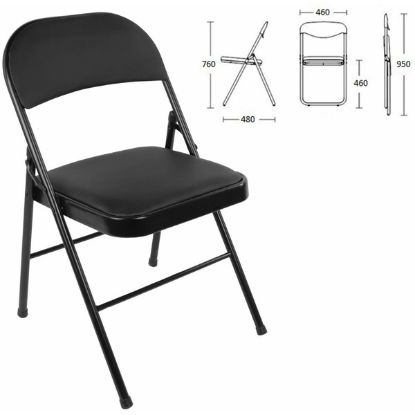 Стул складной BRABIX Golf Plus CF-003 КОМФОРТ (черный каркас, кожзам черный) 533026