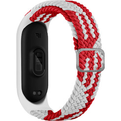 Ремешок Bingo Braided для Xiaomi Mi Band 3/4/5/6 Красный с белым