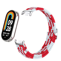 Ремешок Bingo Braided для Xiaomi Mi Band 8 (красный с белым)