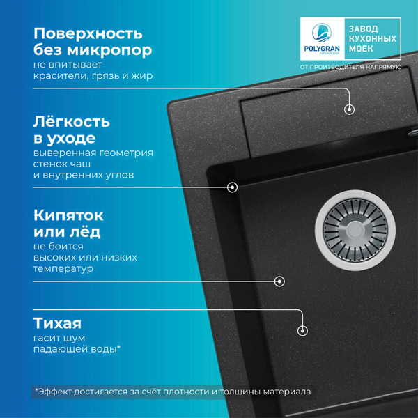 Мойка кухонная Polygran Argo-420 (черный)