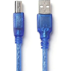 Кабель для принтера SIPU USB 2.0 4С Cu (1.5м с оплеткой, ферит, прозрачно-синий)