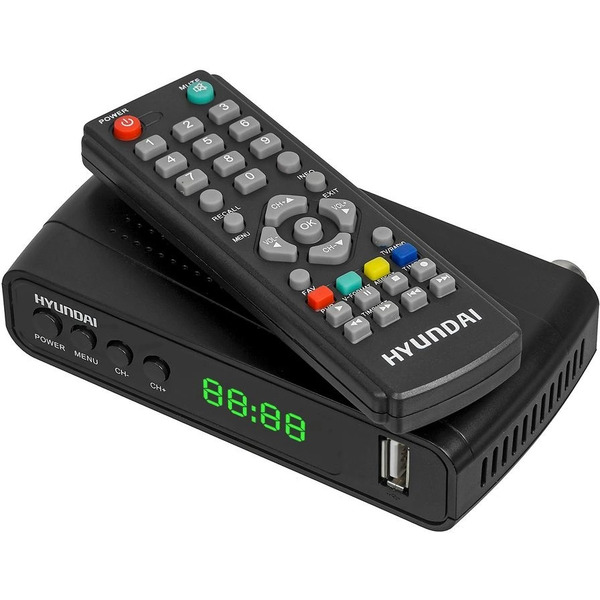 Ресивер DVB-T2 Hyundai H-DVB520 + WiFi-адаптер черный H-DVB520WA