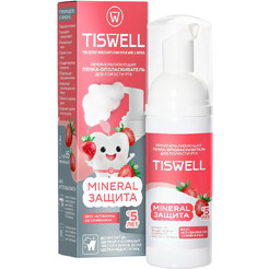 Детская пенка-ополаскиватель для полости рта Tiswell Реминерализующая Клубника со сливками с 5 лет, 50 мл