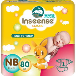 Подгузники Inseense Classic NB 0-5 кг (80 шт, желтый)