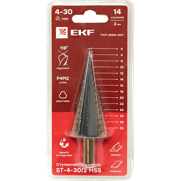 Сверло EKF ST-4-30/2