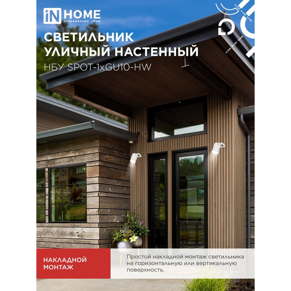 Светильник уличный настенный IN HOME НБУ SPOT-1xGU10-HW (4690612049120)