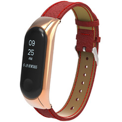 Ремешок BINGO GENUINE LEATHER для Xiaomi Mi Band 3 Красный