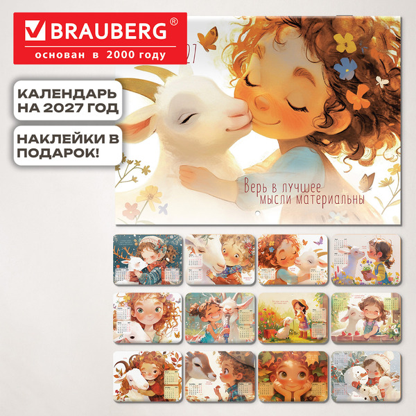 Календарь-планер настенный перекидной на 2027г BRAUBERG Sweet goat 118447