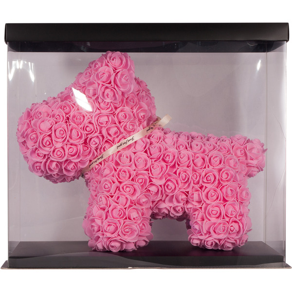 Собачка из роз TEDDY ROSE BEAR розовый (8020)