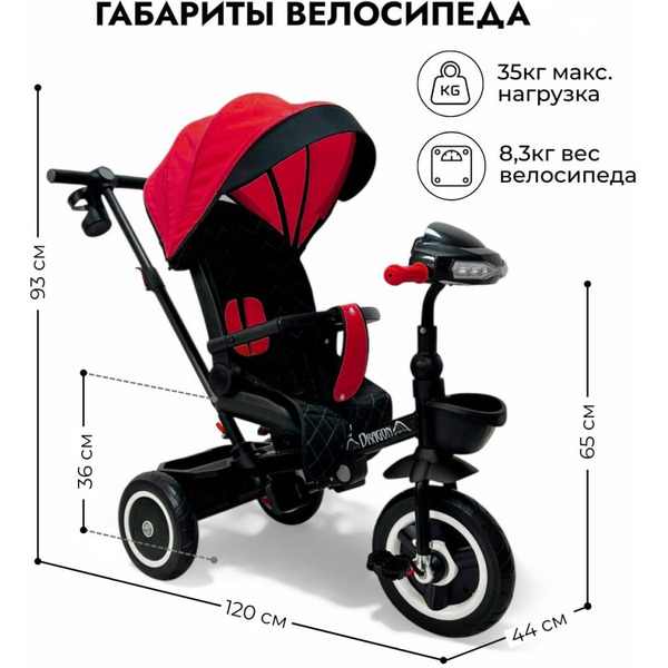 Беговел-велосипед Bubago Dragon BG 161-2 (черный/красный)