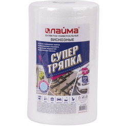 Салфетки универсальные в рулоне LAIMA 605488 (200шт, 23х25см, вискоза, 40г/м2, соты)